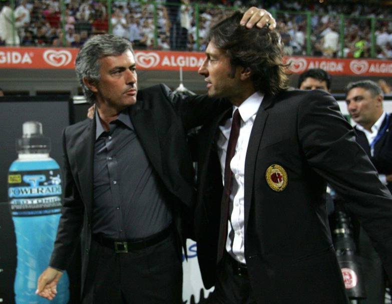 Jos Mourinho con Leonardo, Milan-Inter 0-4